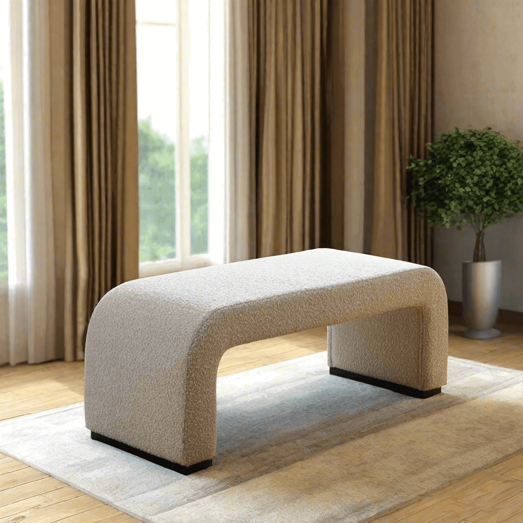 Arch Bench Ottoman - Premium Ivory Boucle 60cm/120cm/155cm/180cm BUBULAND HOME