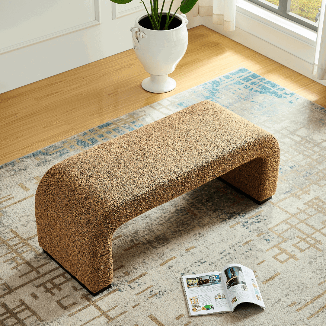 Arch Bench Ottoman - Premium Terracotta Boucle BUBULAND HOME