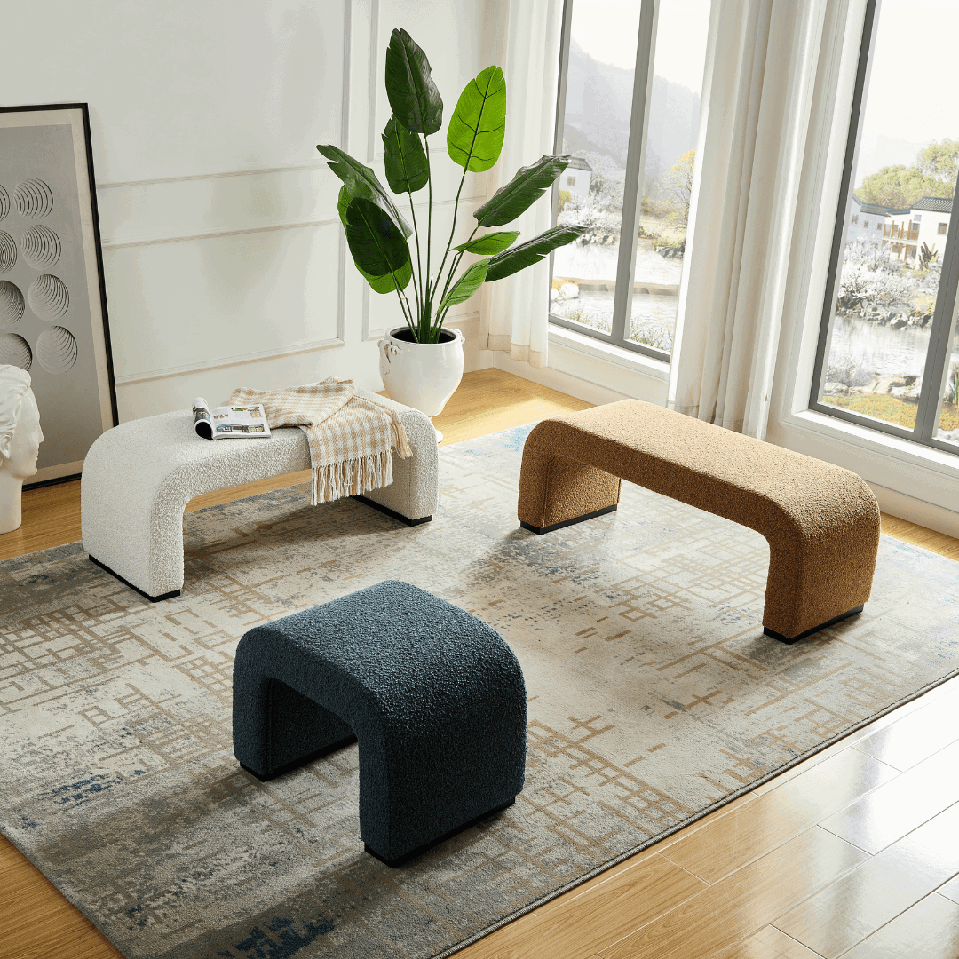 Arch Bench Ottoman - Premium Terracotta Boucle BUBULAND HOME