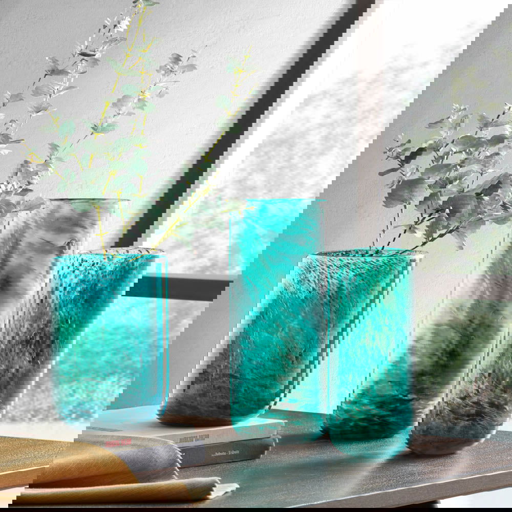 Aurora Green Glass Vases - vases Small BUBULAND HOME