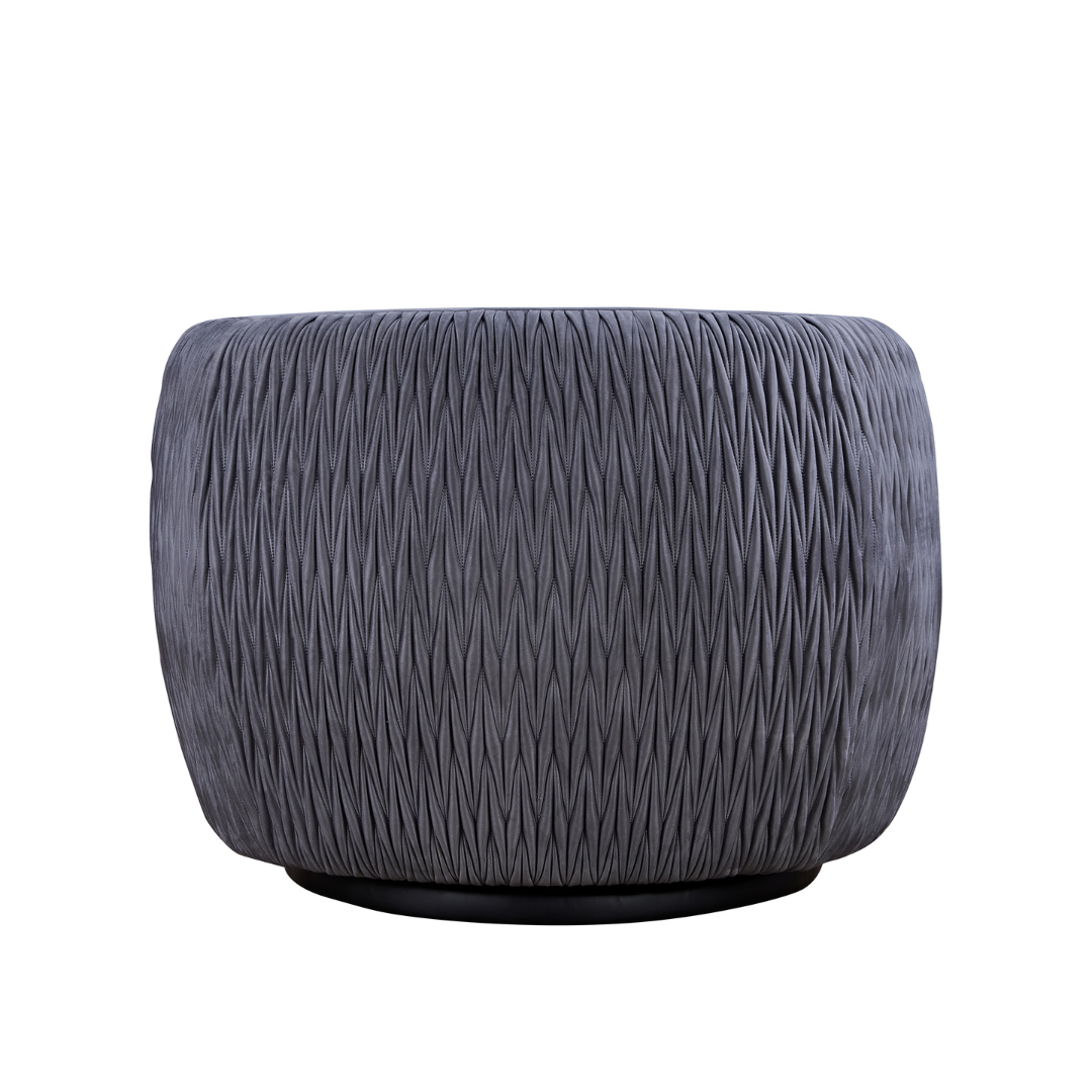 Barry Swivel Armchair with Pinched Plate - Grey Suede - Armchair Grey Suede BUBULAND HOME