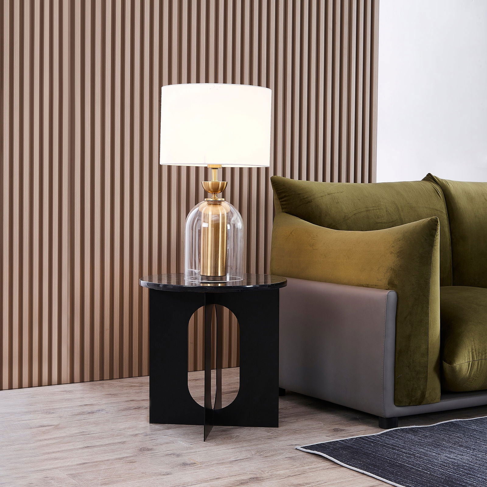 Black Marble and Metal Side Table BUBULAND HOME