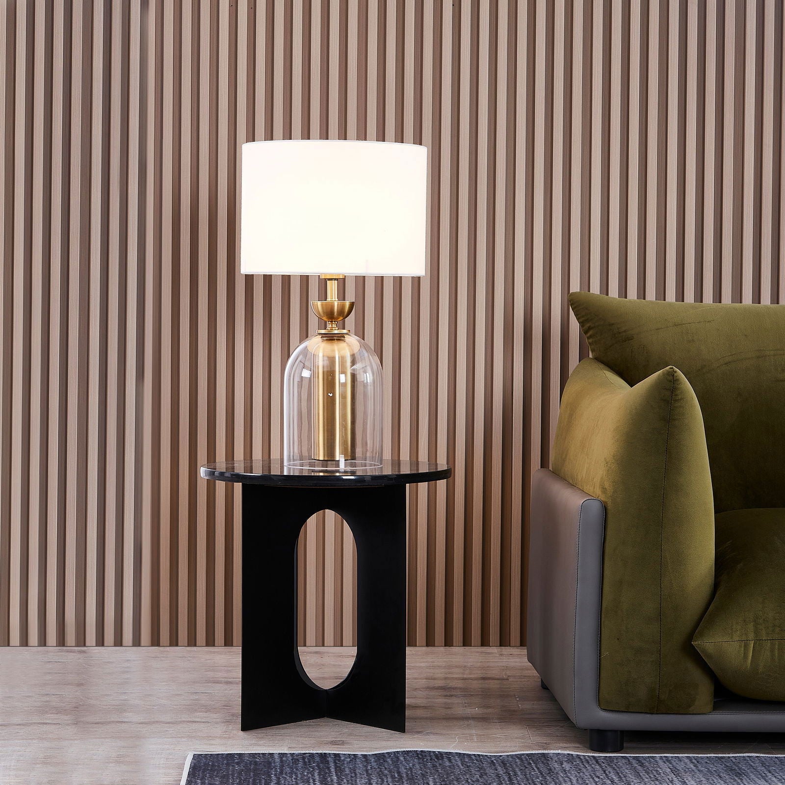 Black Marble and Metal Side Table BUBULAND HOME