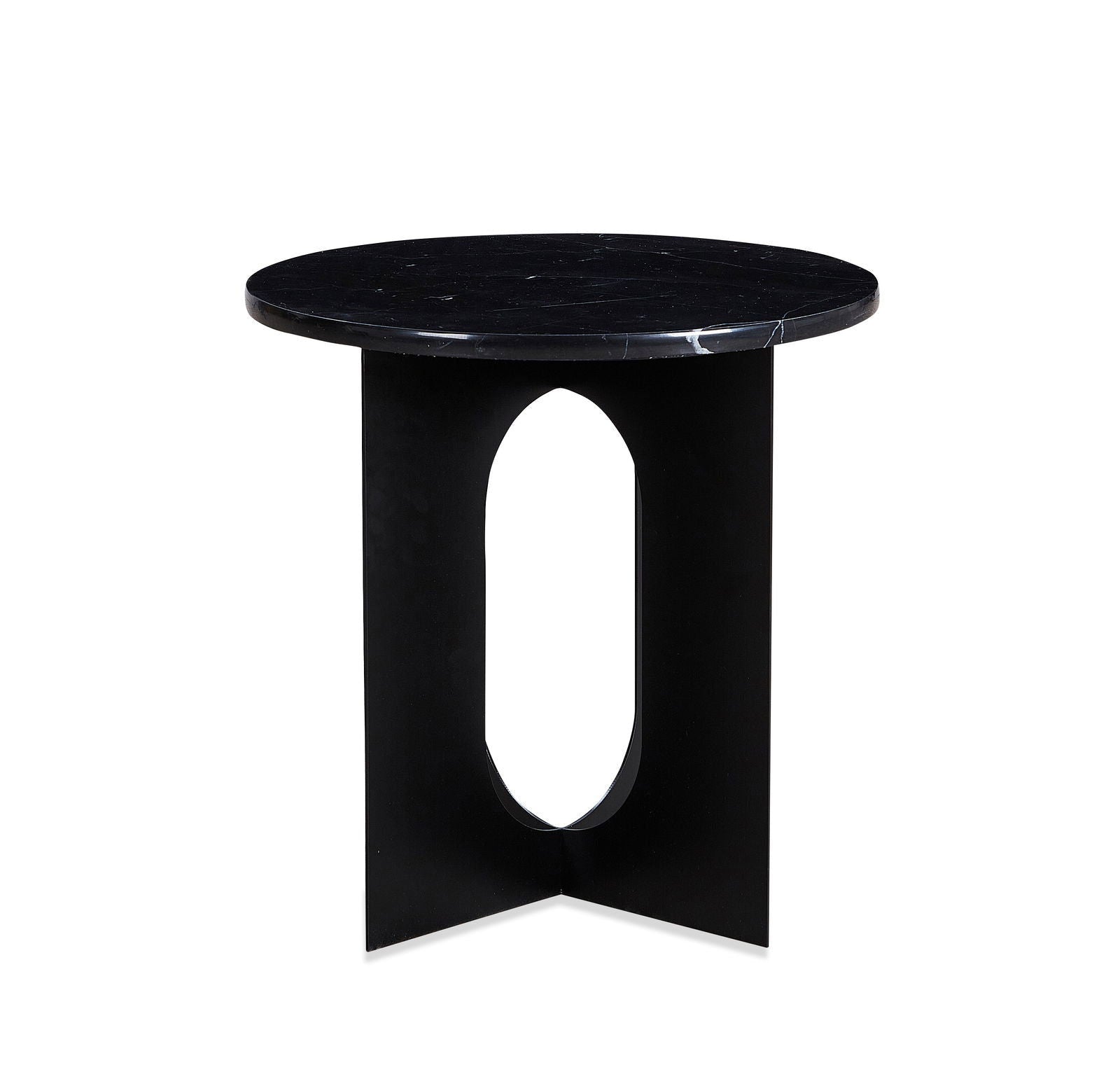 Black Marble and Metal Side Table BUBULAND HOME