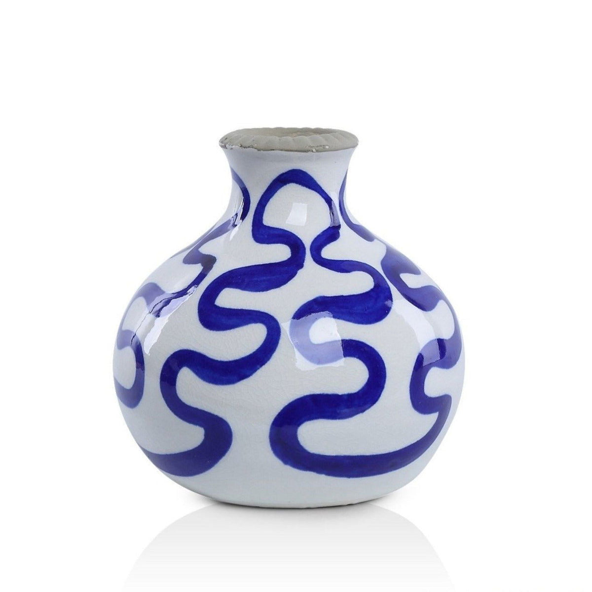 Blue Curved Line Ceramic Vase - Mini BUBULAND HOME