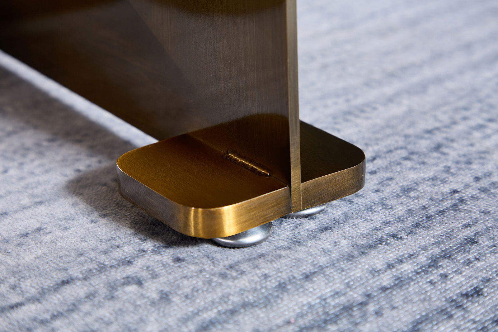 Buxton Sintered Stone & Brass Dining Table - Grey & Brass BUBULAND HOME