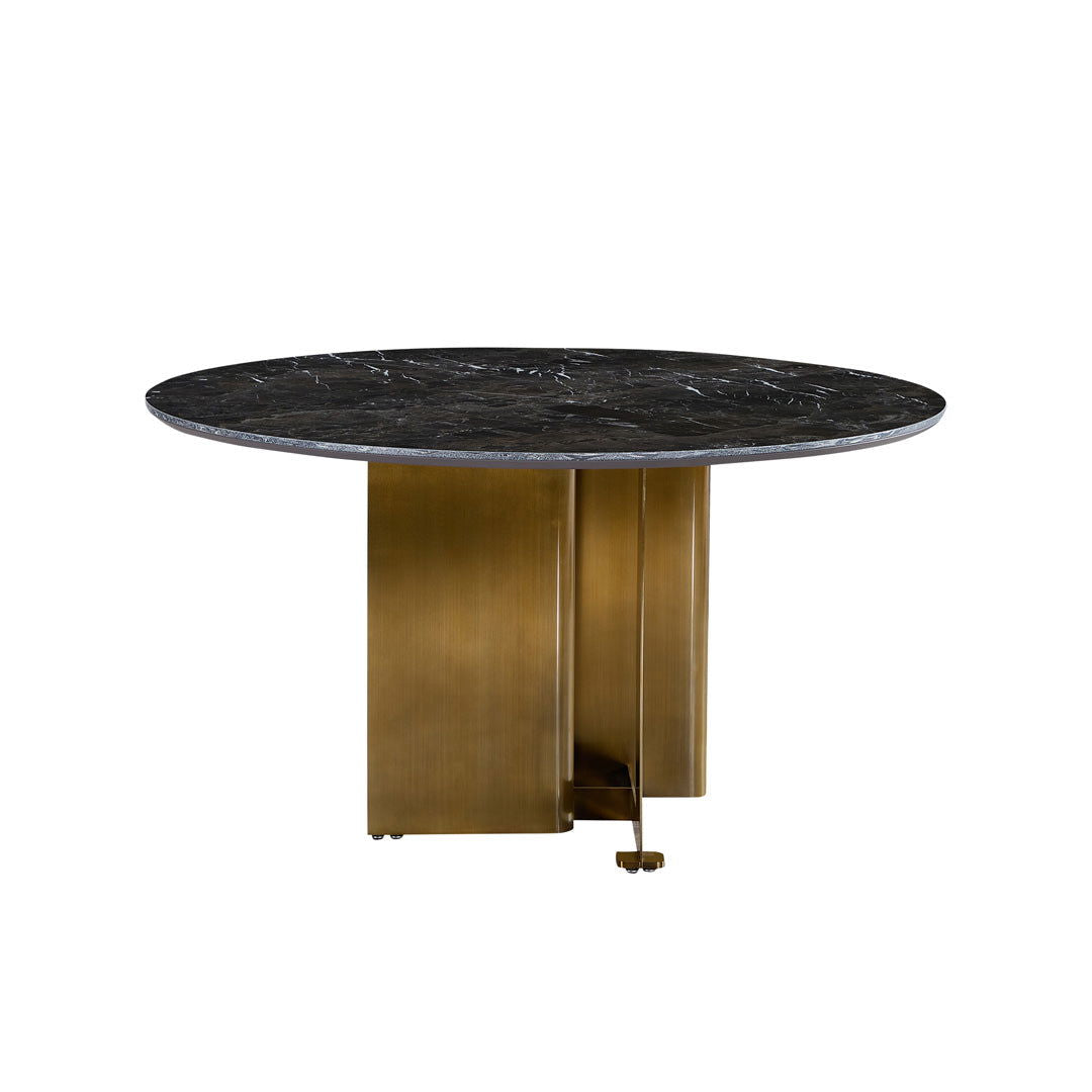 Buxton Sintered Stone & Brass Dining Table - Grey & Brass BUBULAND HOME