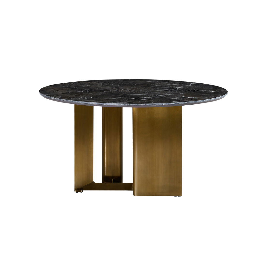 Buxton Sintered Stone & Brass Dining Table - Grey & Brass BUBULAND HOME