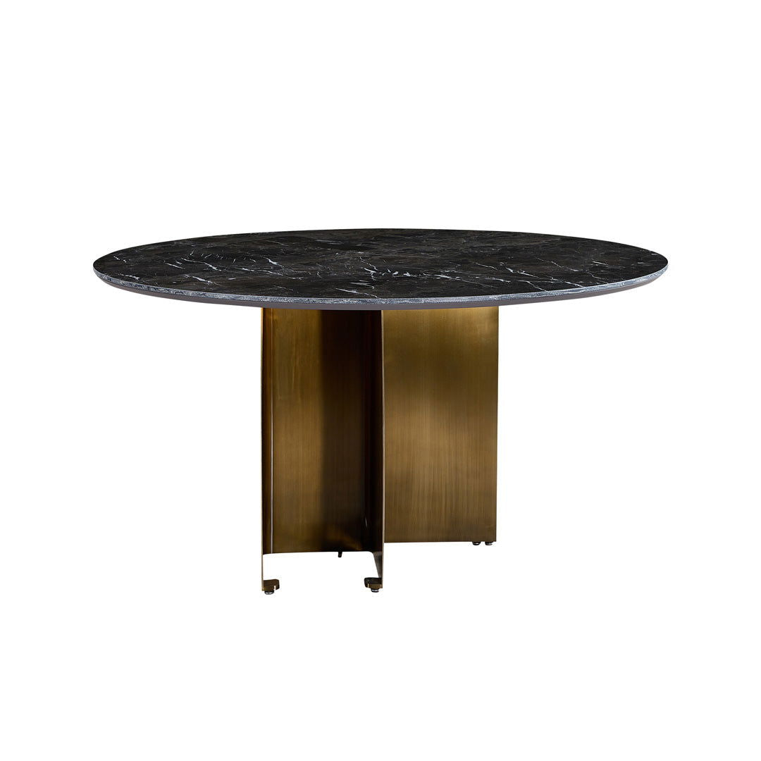 Buxton Sintered Stone & Brass Dining Table - Grey & Brass BUBULAND HOME