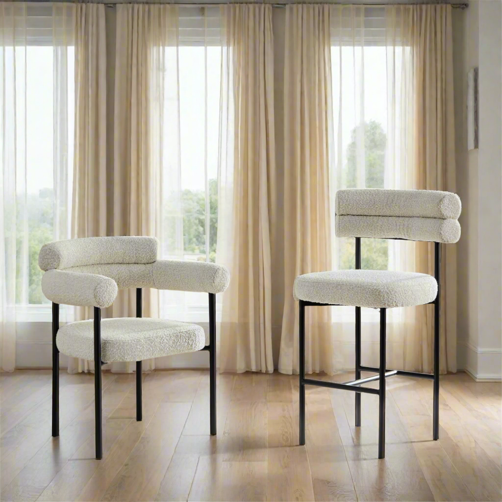 Cassandra Barstool - Premium Ivory Boucle BUBULAND HOME