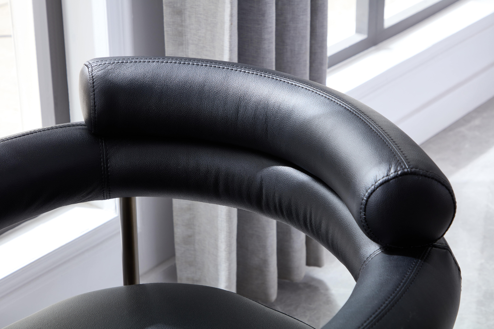 Cassandra Dining Chair - Black Vegan Leather & Brass BUBULAND HOME