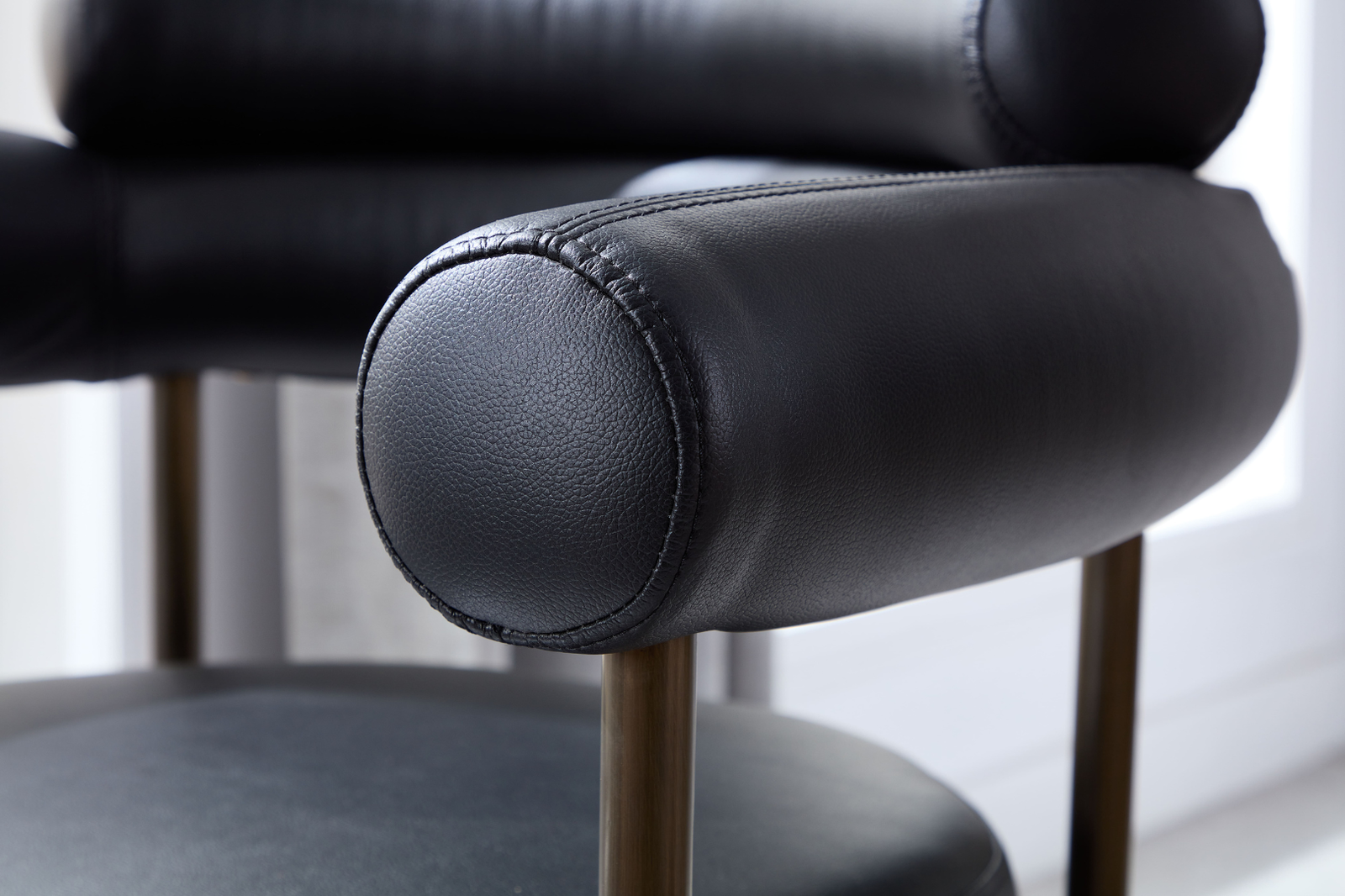 Cassandra Dining Chair - Black Vegan Leather & Brass BUBULAND HOME