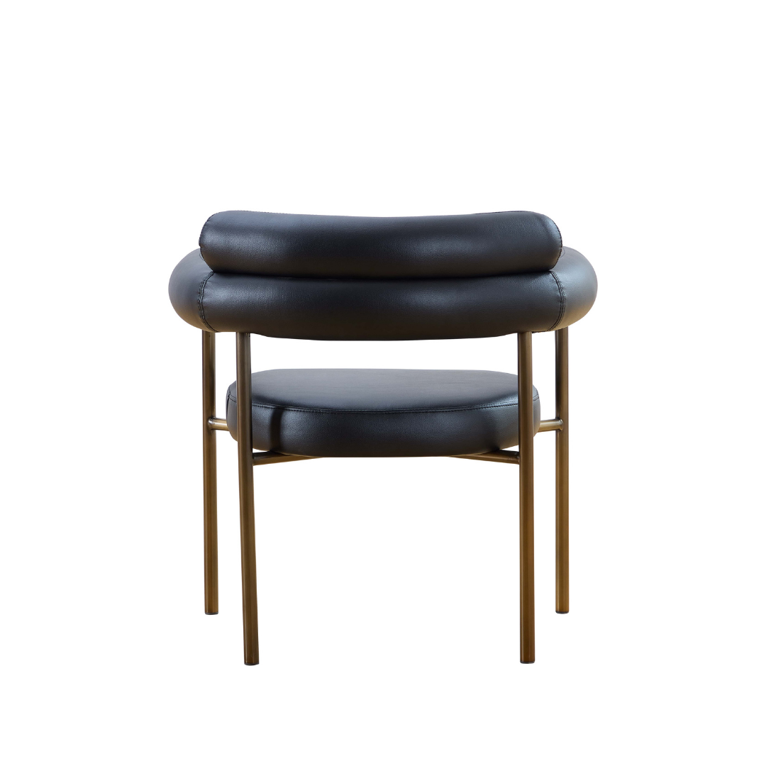 Cassandra Dining Chair - Black Vegan Leather & Brass BUBULAND HOME