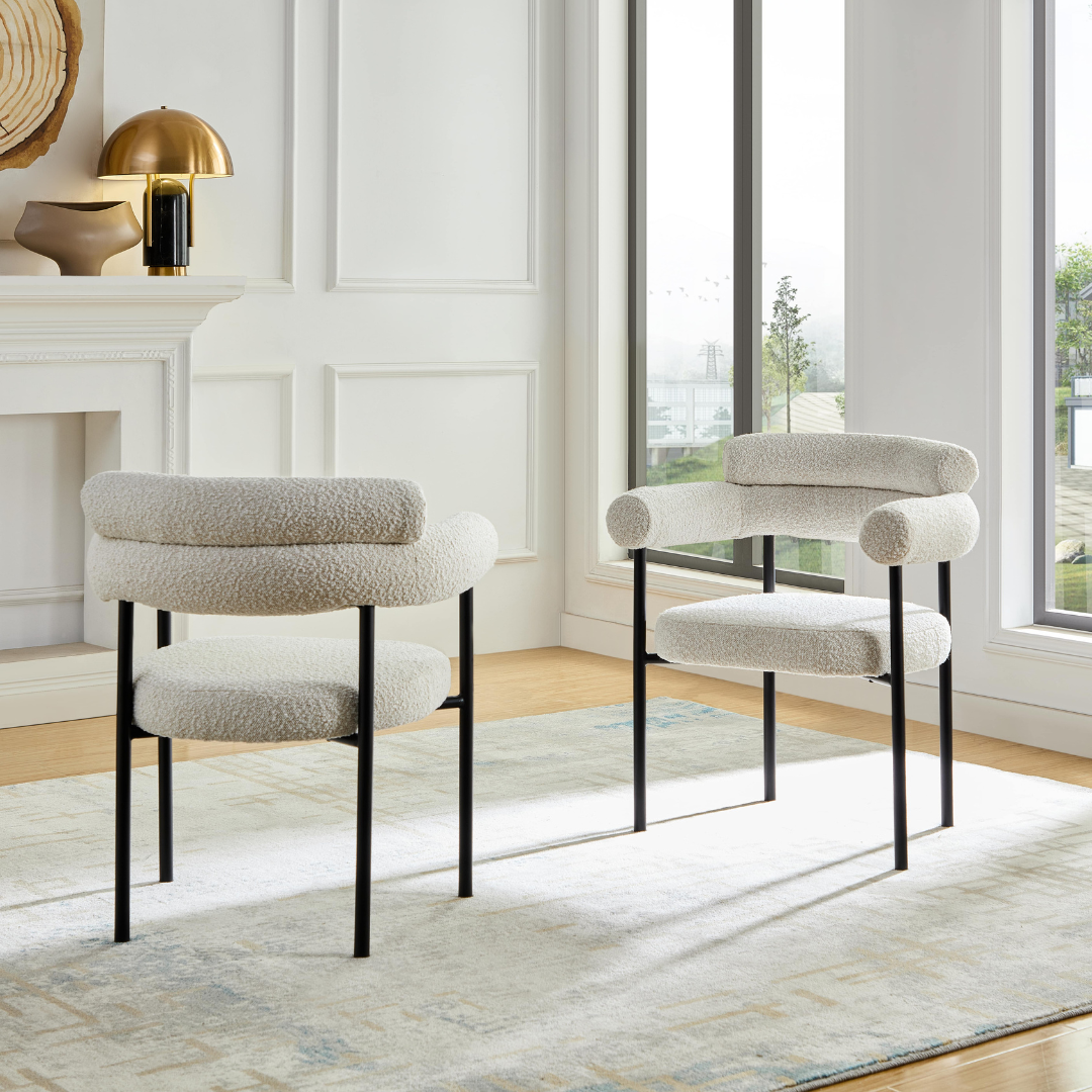 Cassandra Dining Chair - Premium Ivory Boucle BUBULAND HOME