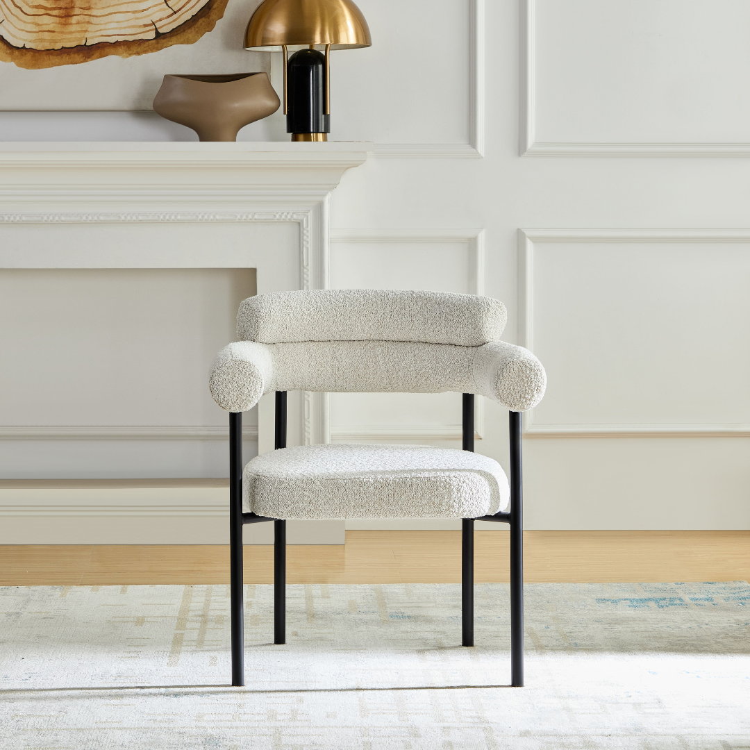 Cassandra Dining Chair -  Premium Ivory Boucle BUBULAND HOME