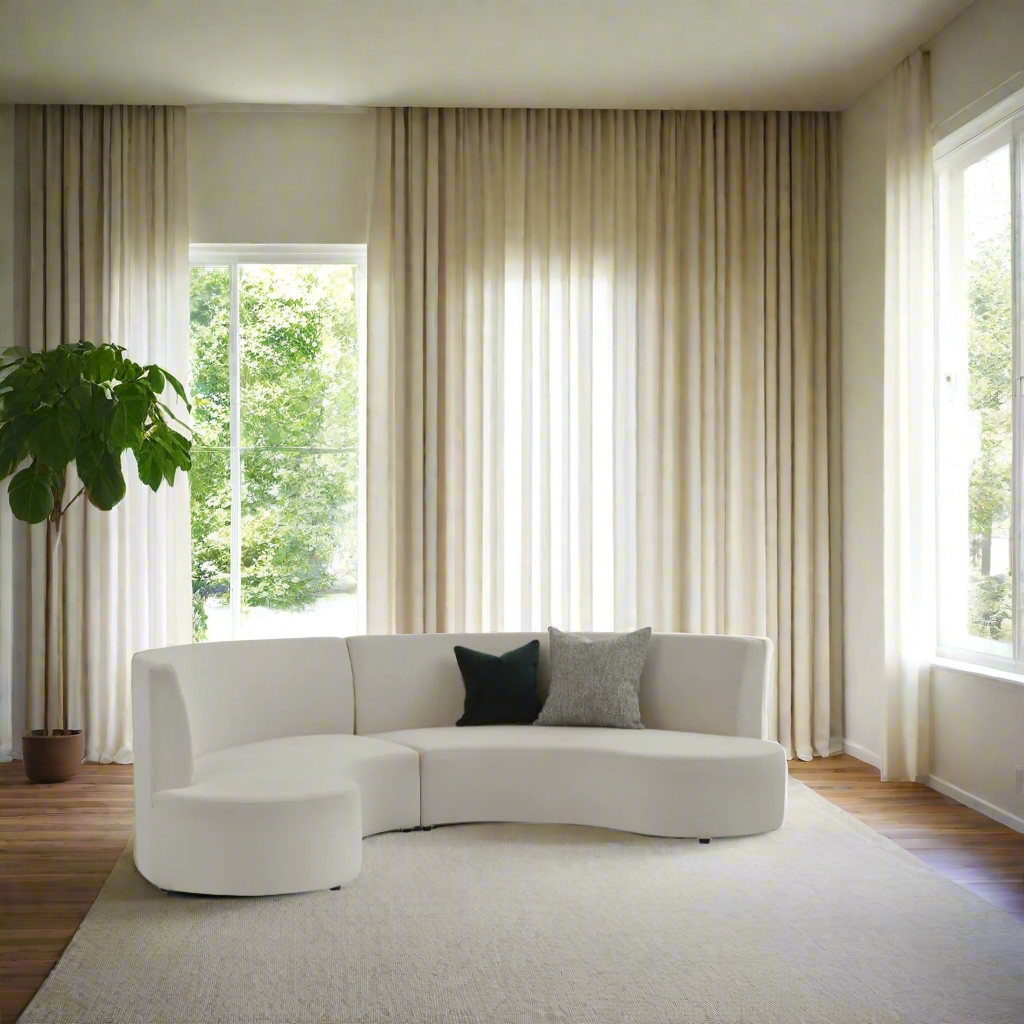 Celine Curve Modular Sofa - Natural White Premium Fabric - sofa Natural White BUBULAND HOME