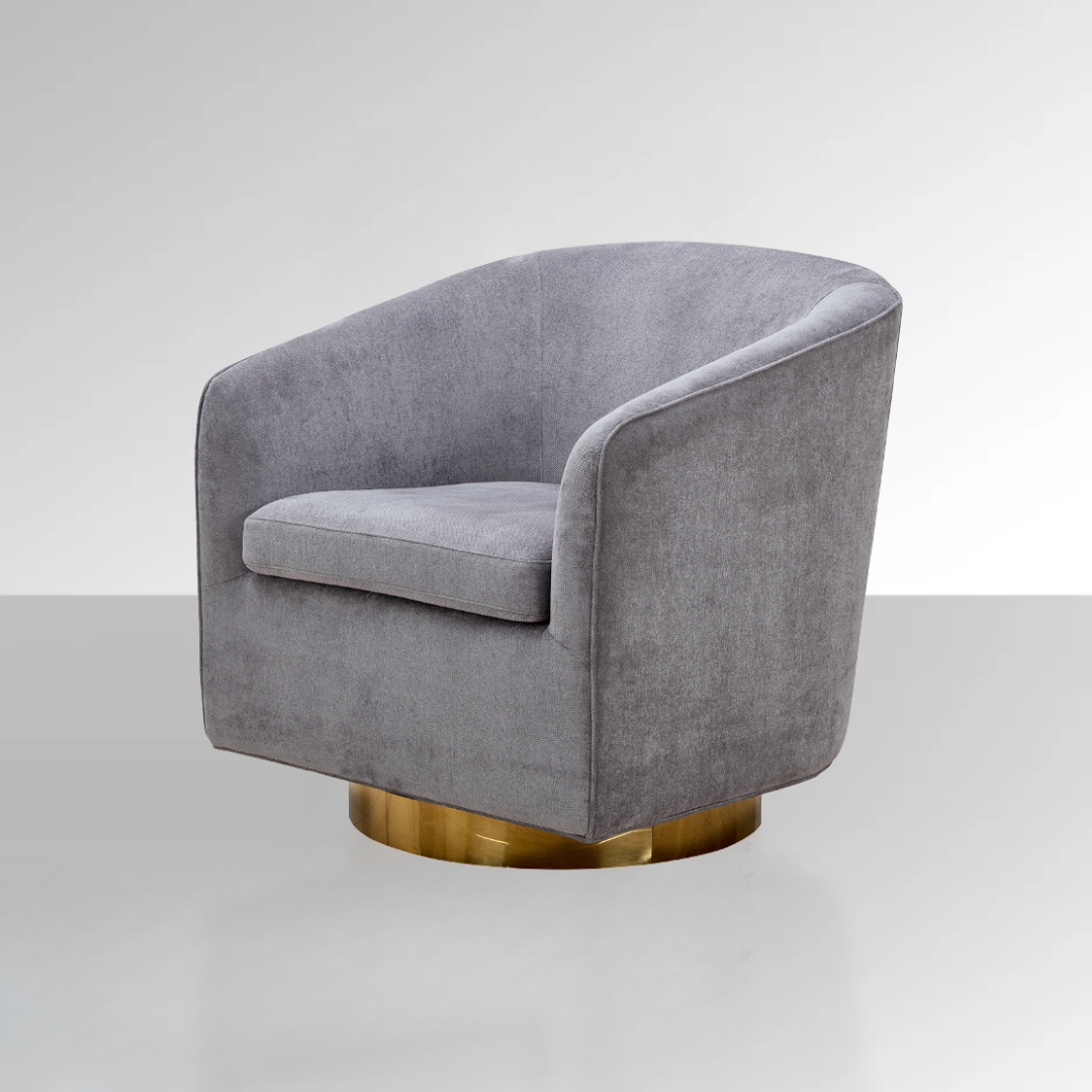Charlotte Tub Swivel Armchair - Grey BUBULAND HOME