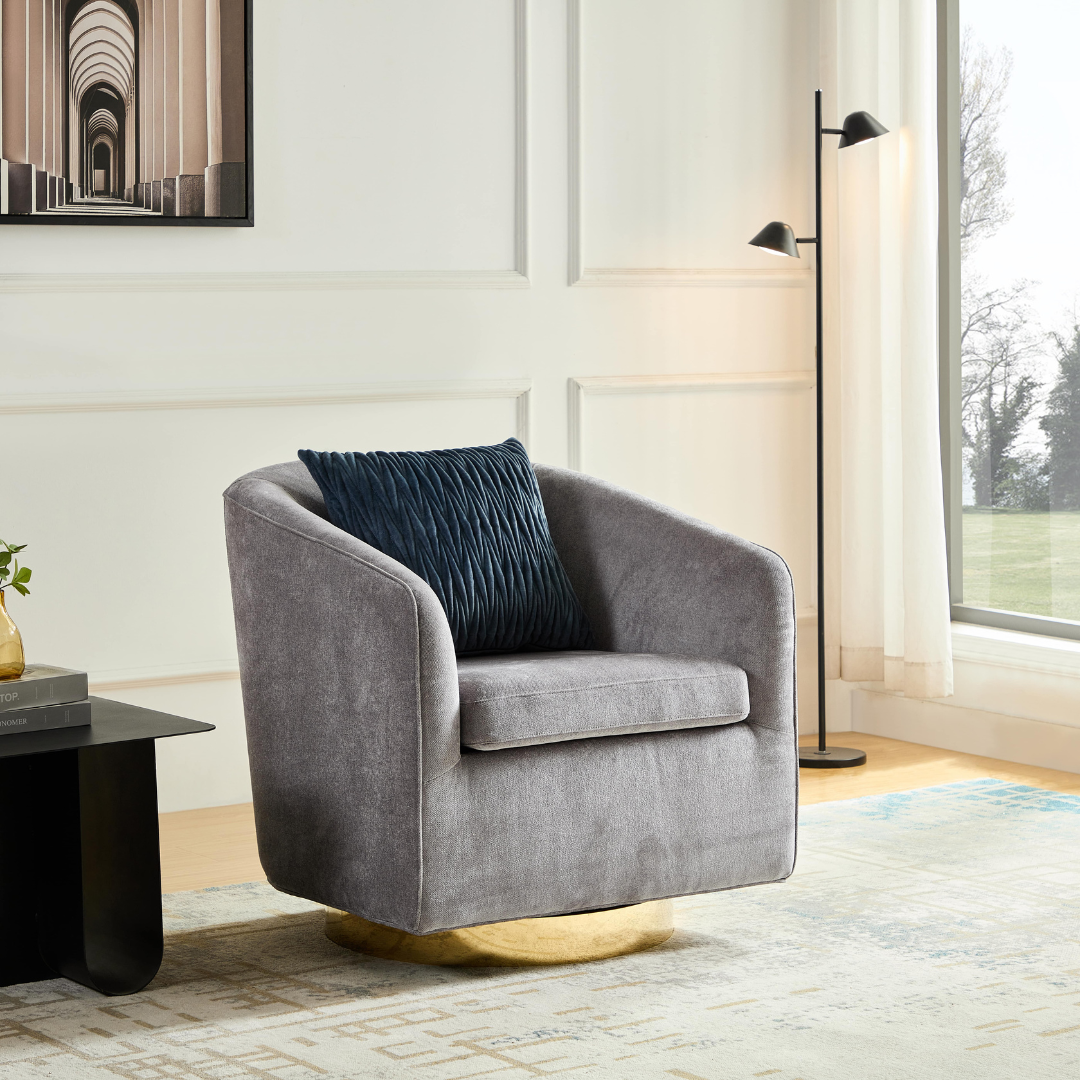 Charlotte Tub Swivel Armchair - Grey BUBULAND HOME