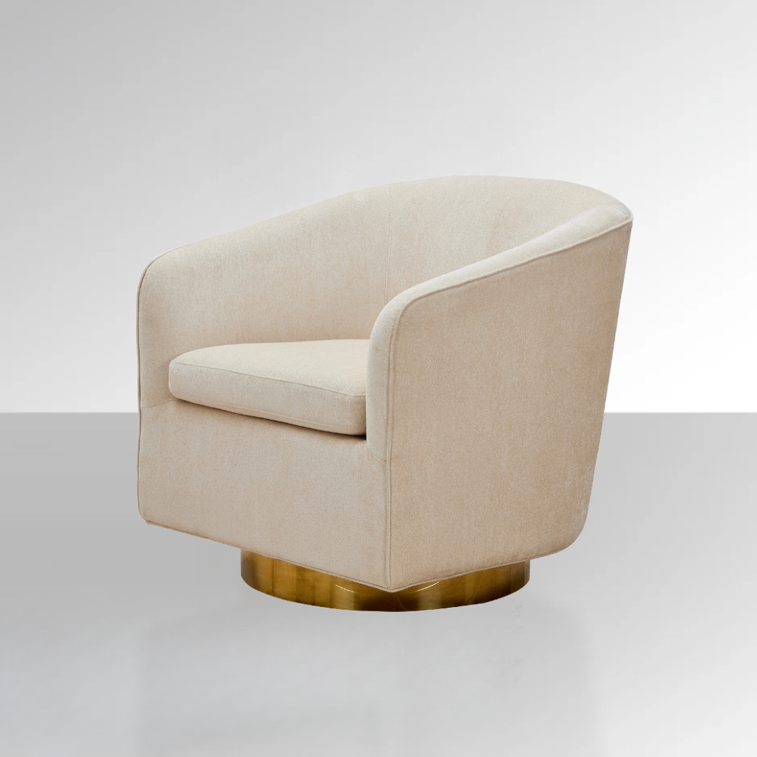 Charlotte Tub Swivel Armchair - Ivory - Armchair Ivory BUBULAND HOME