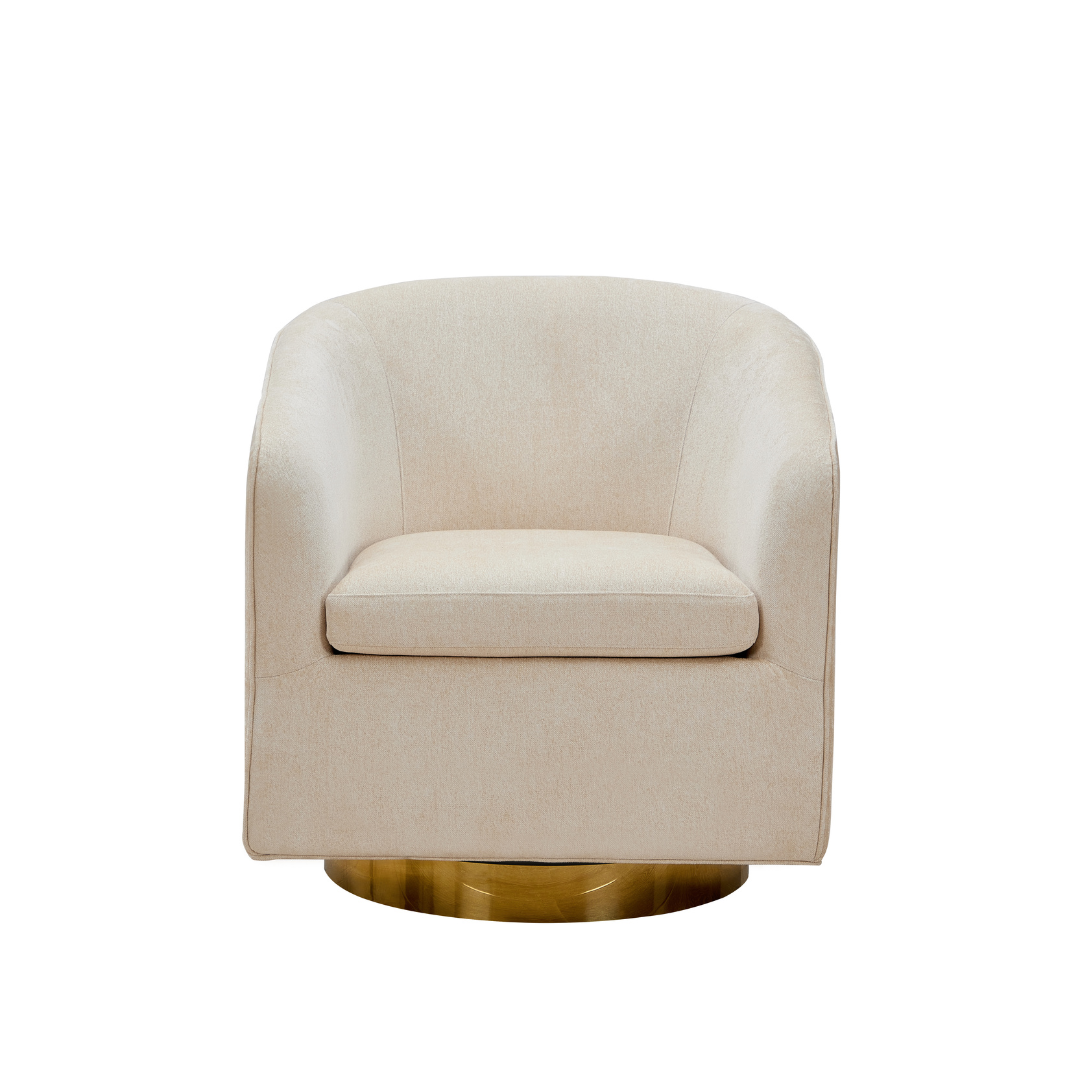 Charlotte Tub Swivel Armchair - Ivory - Armchair Ivory BUBULAND HOME