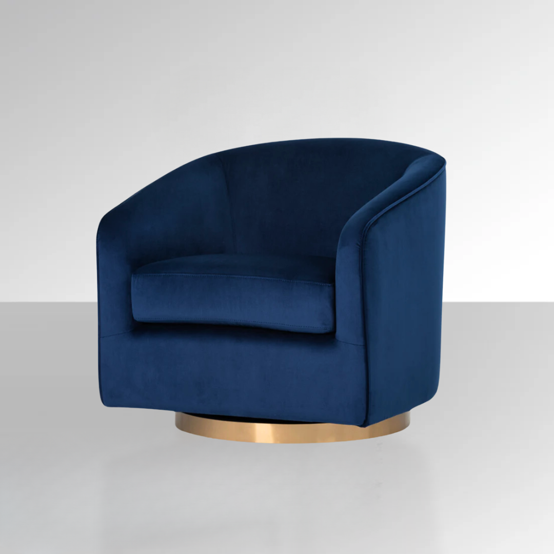 Charlotte Tub Swivel Armchair - Midnight Navy - Armchair Midnight Navy BUBULAND HOME