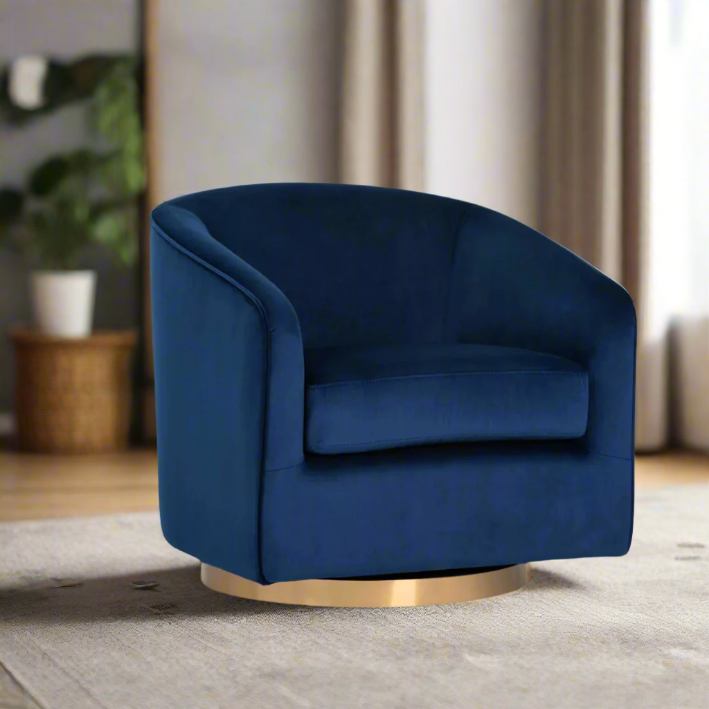 Charlotte Tub Swivel Armchair - Midnight Navy - Armchair Midnight Navy BUBULAND HOME