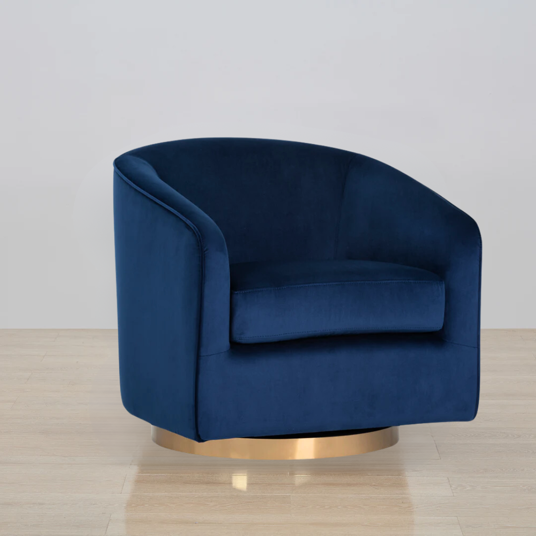 Charlotte Tub Swivel Armchair - Midnight Navy - Armchair Midnight Navy BUBULAND HOME