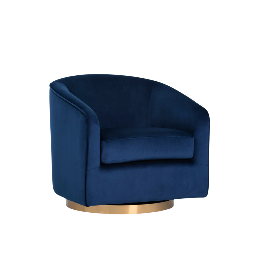 Charlotte Tub Swivel Armchair - Midnight Navy - Armchair Midnight Navy BUBULAND HOME