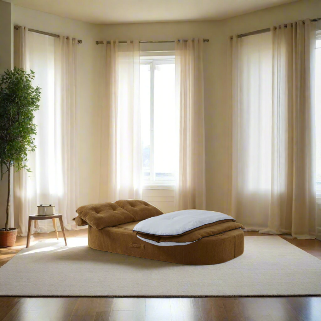 Loop Convertible Sofa Bed - Textured Fabric - sofa Natural White Textured Fabric BUBULAND HOME