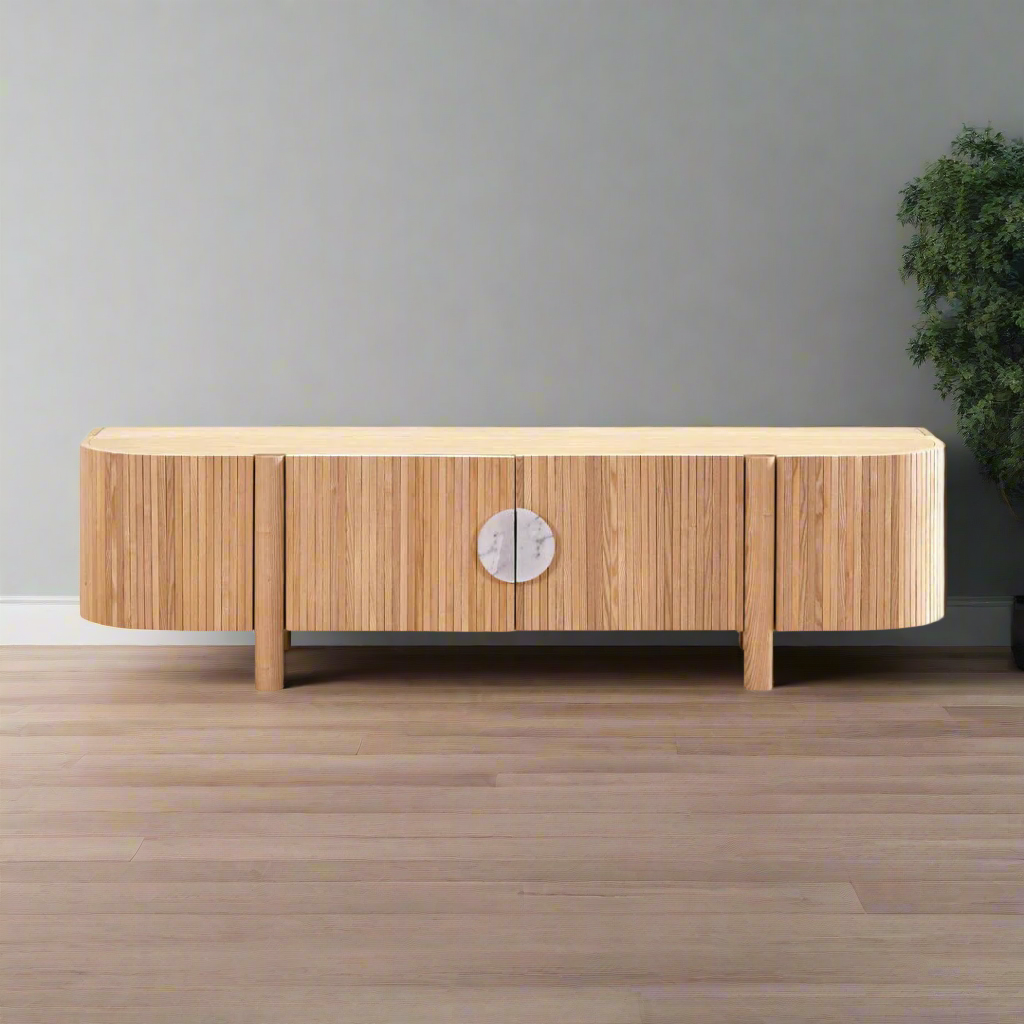 Craft Entertainment Unit - Natural | Customise Marble Handle BUBULAND HOME