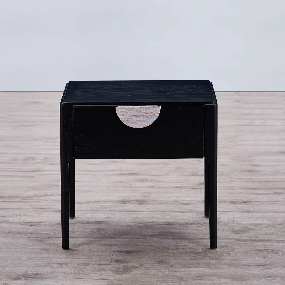 Craft Hardwood & Marble Side Table - Black | Customisable Marble Handle - Side Table Guatemala Green BUBULAND HOME