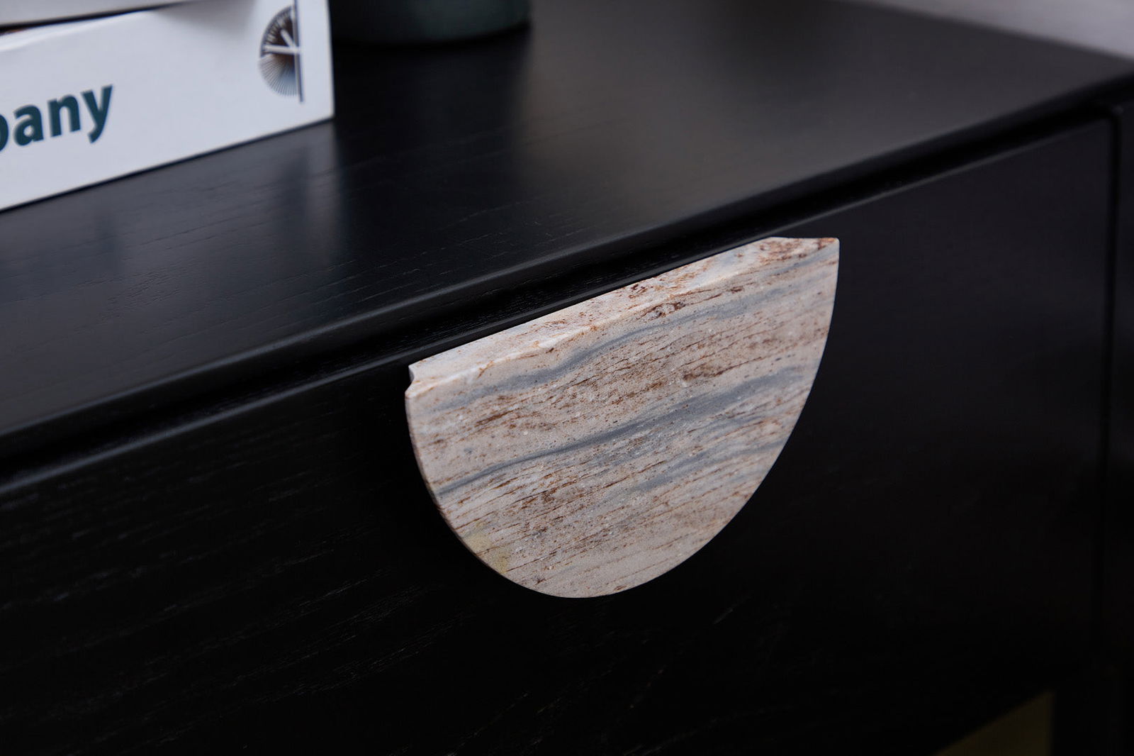 Craft Hardwood & Marble Side Table - Black | Customisable Marble Handle - Side Table Guatemala Green BUBULAND HOME