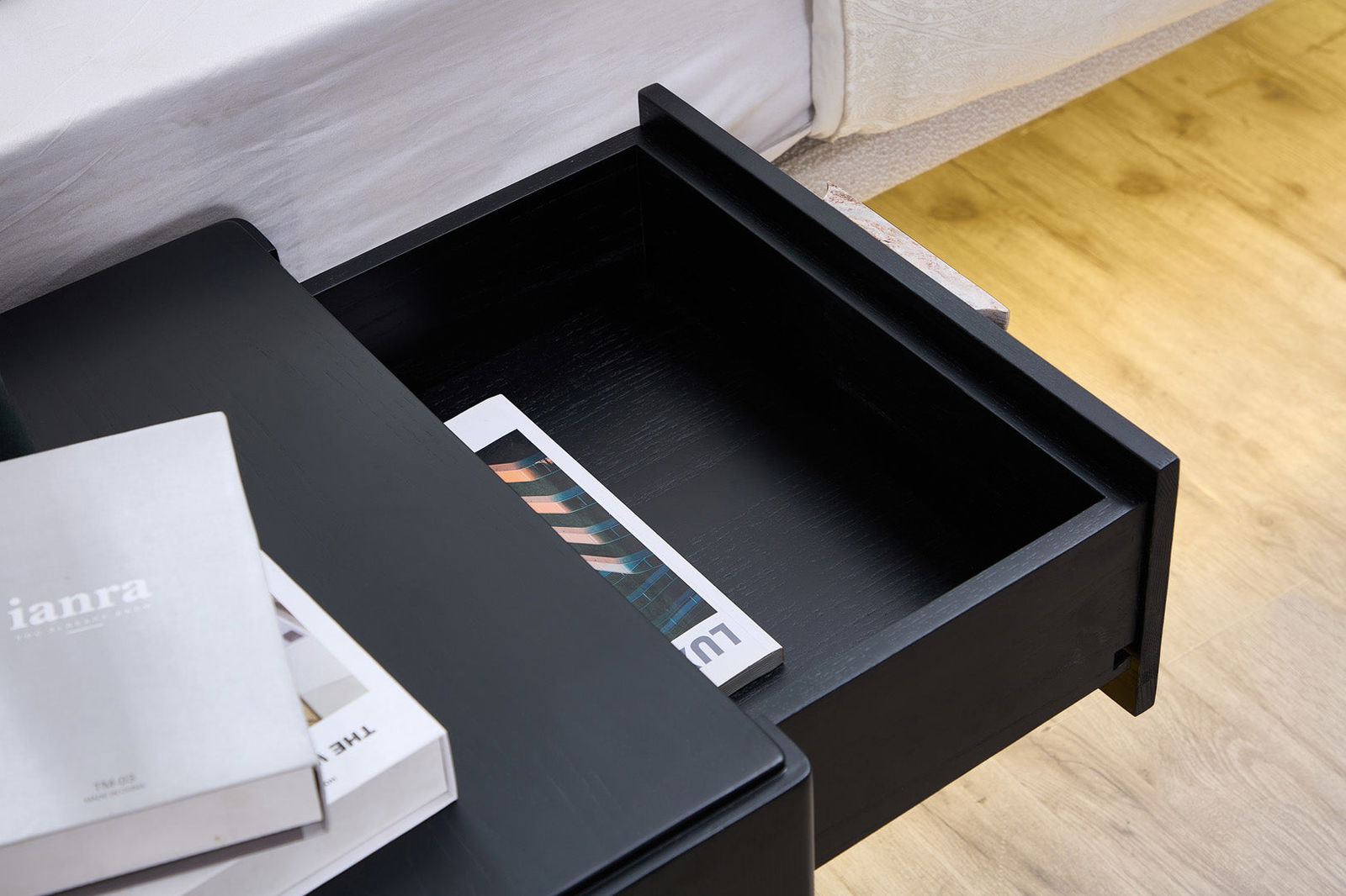 Craft Hardwood & Marble Side Table - Black | Customisable Marble Handle - Side Table Guatemala Green BUBULAND HOME