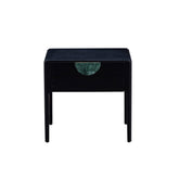 Craft Hardwood & Marble Side Table - Black | Customisable Marble Handle - Side Table Guatemala Green BUBULAND HOME