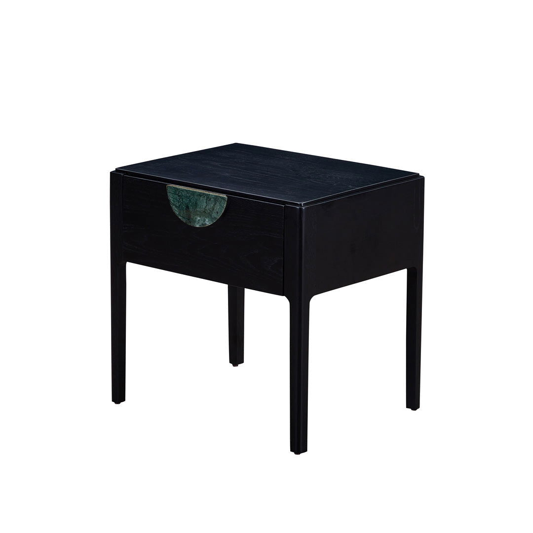 Craft Hardwood & Marble Side Table - Black | Customisable Marble Handle - Side Table Guatemala Green BUBULAND HOME