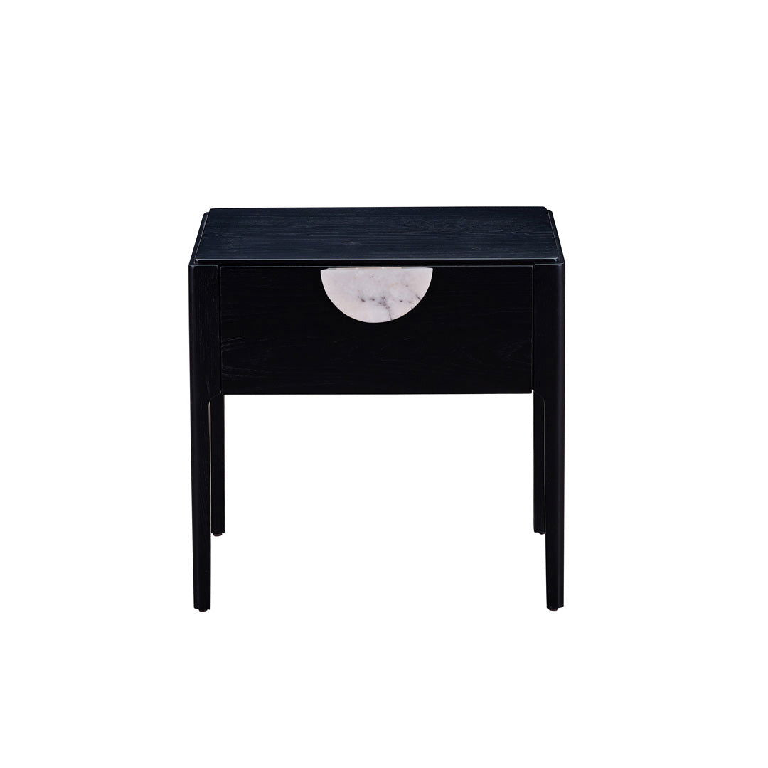 Craft Hardwood & Marble Side Table - Black | Customisable Marble Handle - Side Table Lilac (White & Grey) BUBULAND HOME