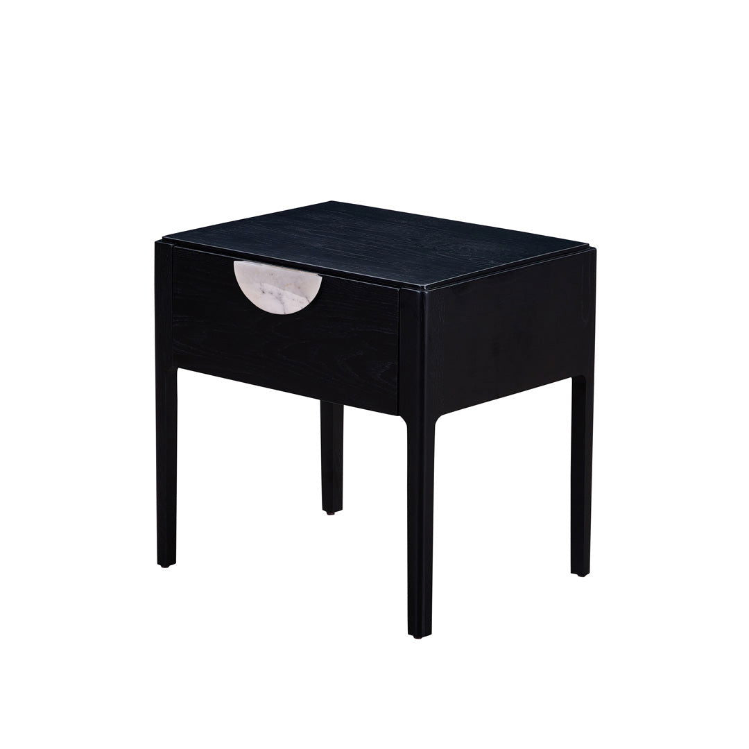 Craft Hardwood & Marble Side Table - Black | Customisable Marble Handle - Side Table Guatemala Green BUBULAND HOME