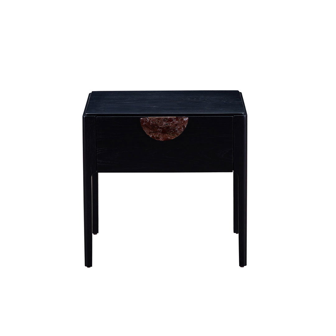 Craft Hardwood & Marble Side Table - Black | Customisable Marble Handle - Side Table Rosso Lepanto (Red) BUBULAND HOME