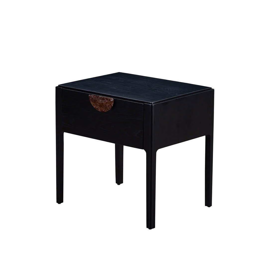 Craft Hardwood & Marble Side Table - Black | Customisable Marble Handle - Side Table Guatemala Green BUBULAND HOME