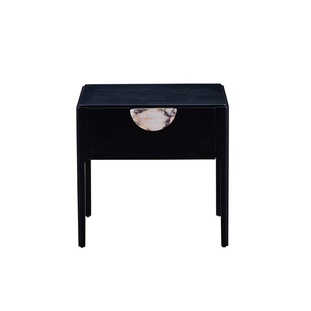 Craft Hardwood & Marble Side Table - Black | Customisable Marble Handle - Side Table Calacatta Viola (White & Brown) BUBULAND HOME