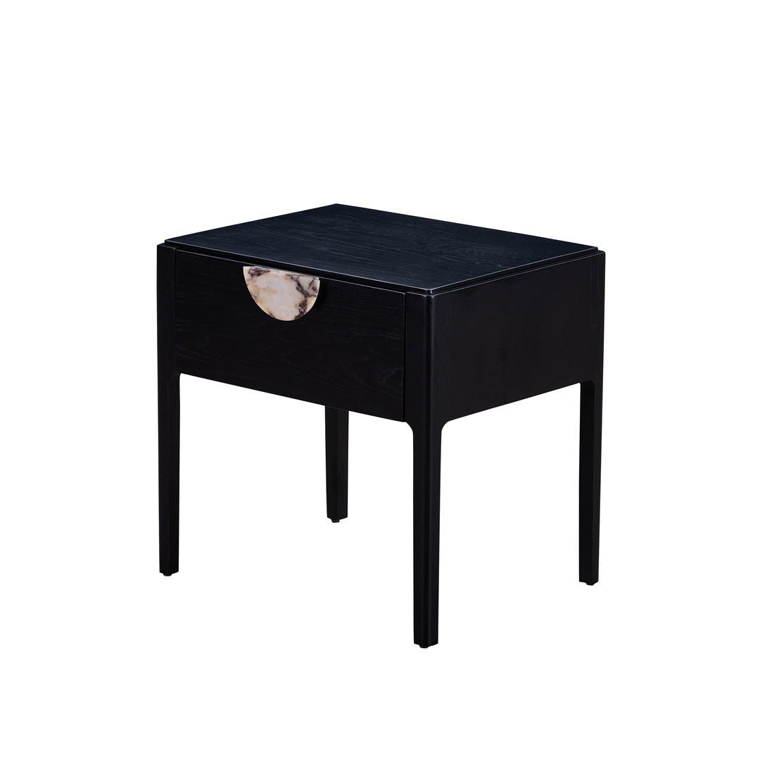 Craft Hardwood & Marble Side Table - Black | Customisable Marble Handle - Side Table Guatemala Green BUBULAND HOME