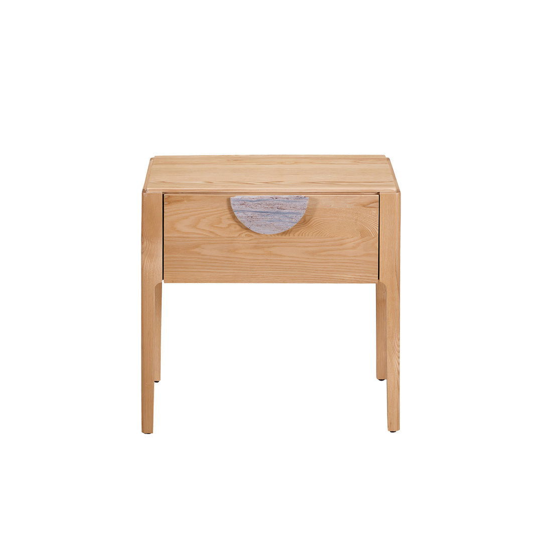 Craft Hardwood & Marble Side Table - Natural | Customisable Marble Handle BUBULAND HOME