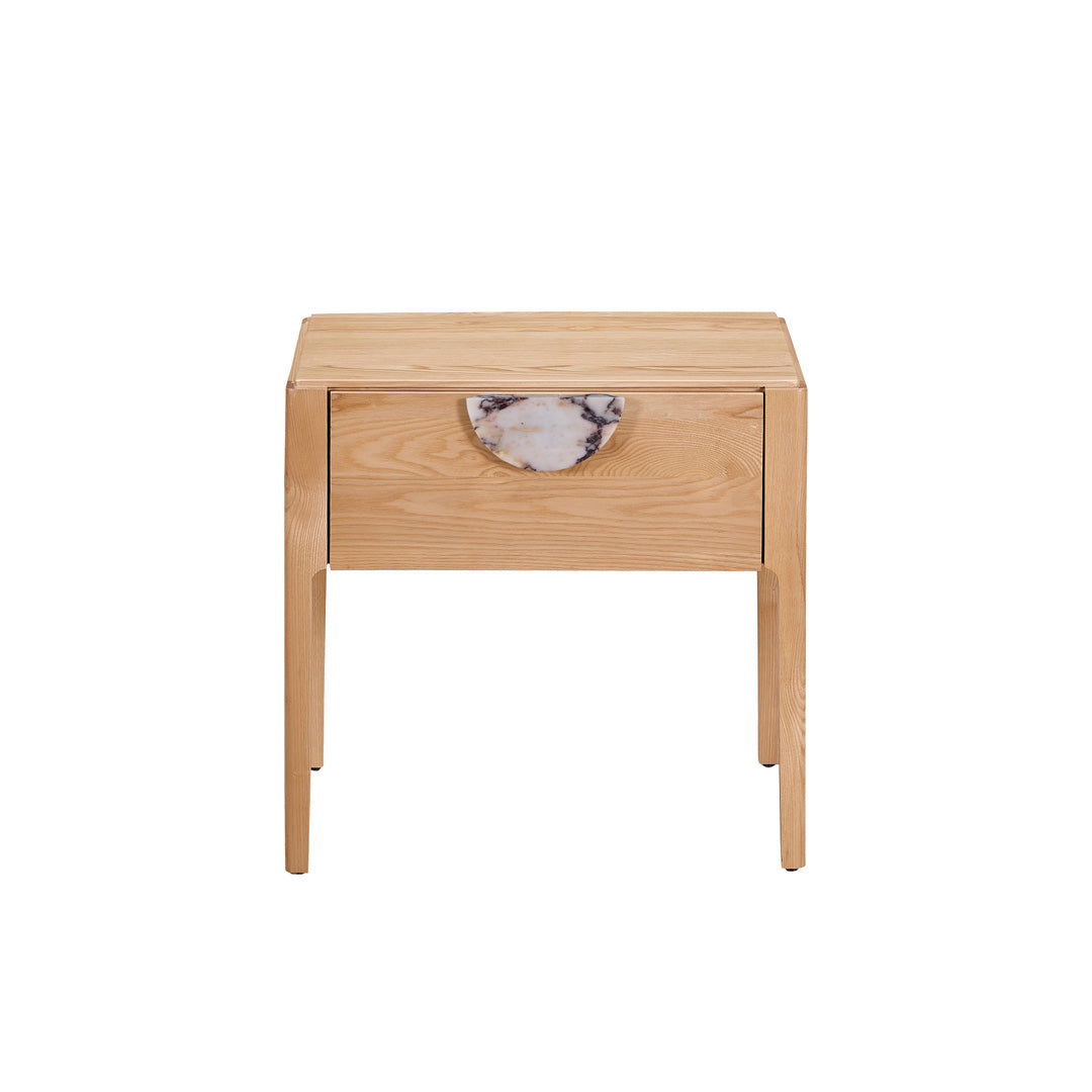 Craft Hardwood & Marble Side Table - Natural | Customisable Marble Handle BUBULAND HOME