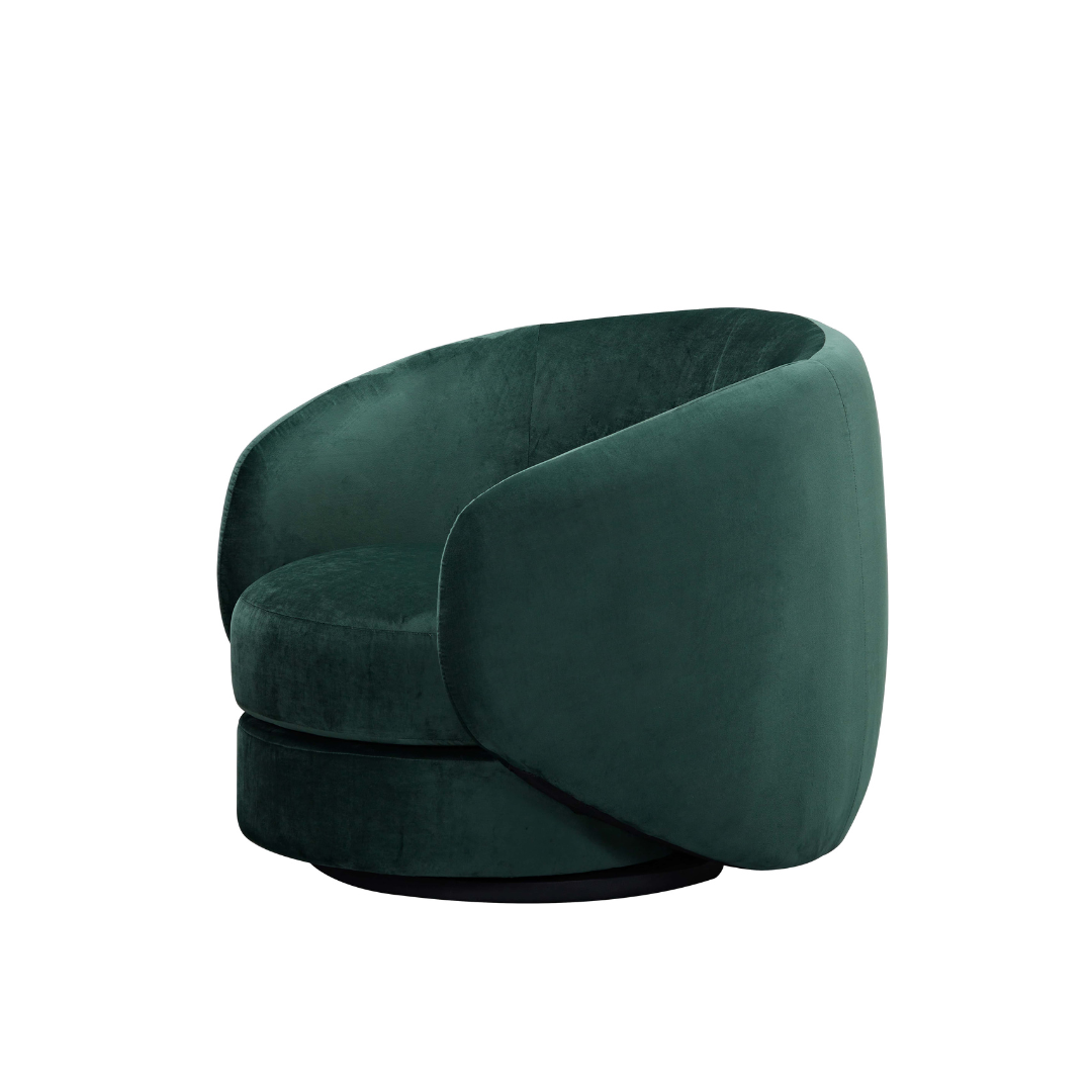 Cuddo Swivel Armchair - Green Velvet BUBULAND HOME