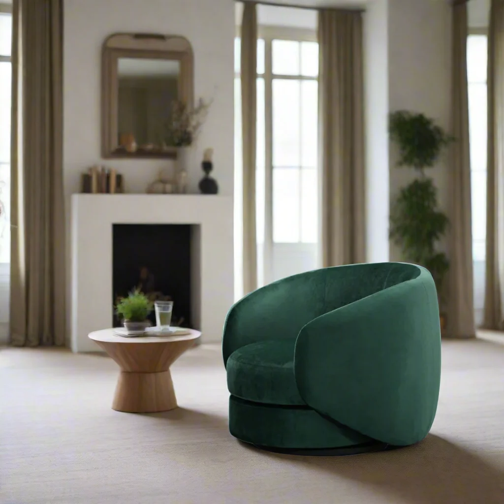 Cuddo Swivel Armchair - Green Velvet BUBULAND HOME