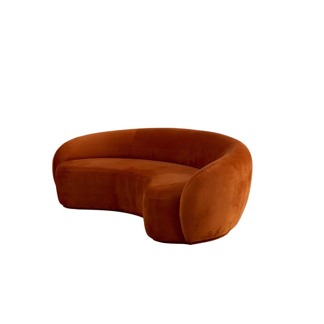Curvo 3 Seater Velvet Sofa - Burnt Orange BUBULAND HOME