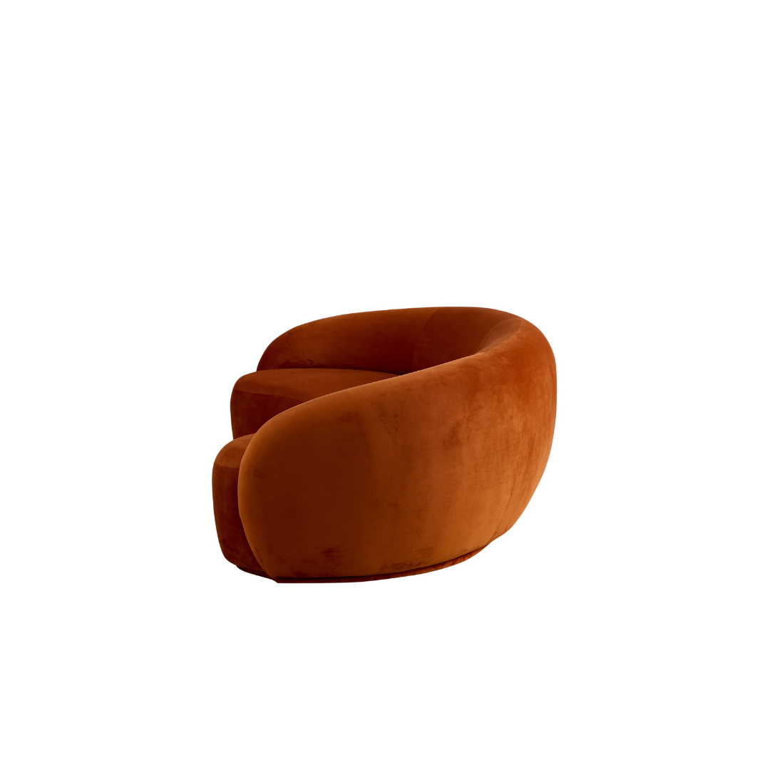 Curvo 3 Seater Velvet Sofa - Burnt Orange BUBULAND HOME