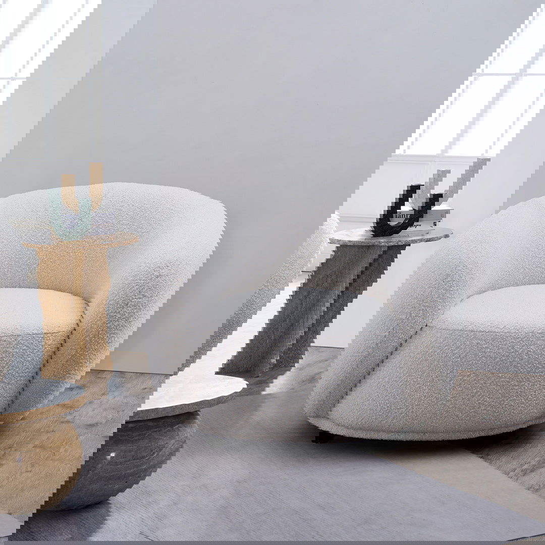 Curvo Occasional Armchair - Premium Ivory Boucle - sofa Premium Ivory BUBULAND HOME