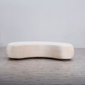 Curvo Velvet Curved Long Ottoman - Shell BUBULAND HOME