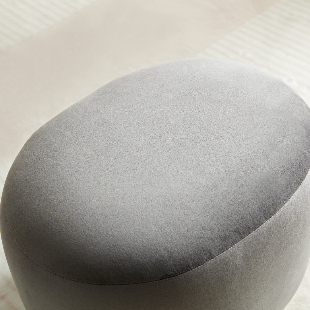Curvo Velvet Oval Ottoman - Grey - sofa Grey Velvet BUBULAND HOME